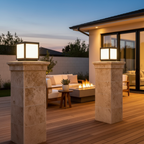 Black Geometric Solar Outdoor Wall Light — Pillar Mount Modern LED