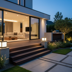 Black Geometric Solar Outdoor Wall Light — Pillar Mount Modern LED