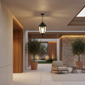 Black Glass Outdoor Chandelier — Aluminium Hardwired European Garden Style