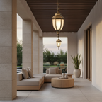 Black Glass Outdoor Chandelier — Aluminium Hardwired European Garden Style