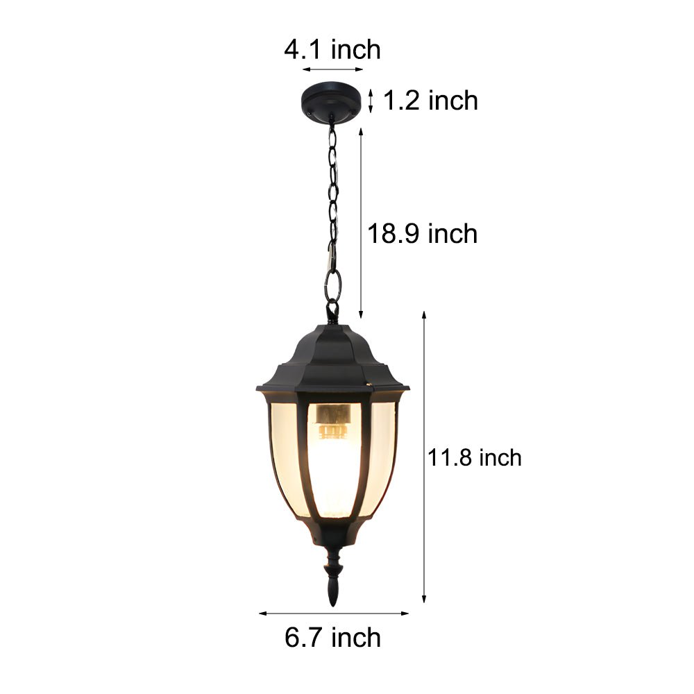 Black Glass Outdoor Chandelier — Aluminium Hardwired European Garden Style