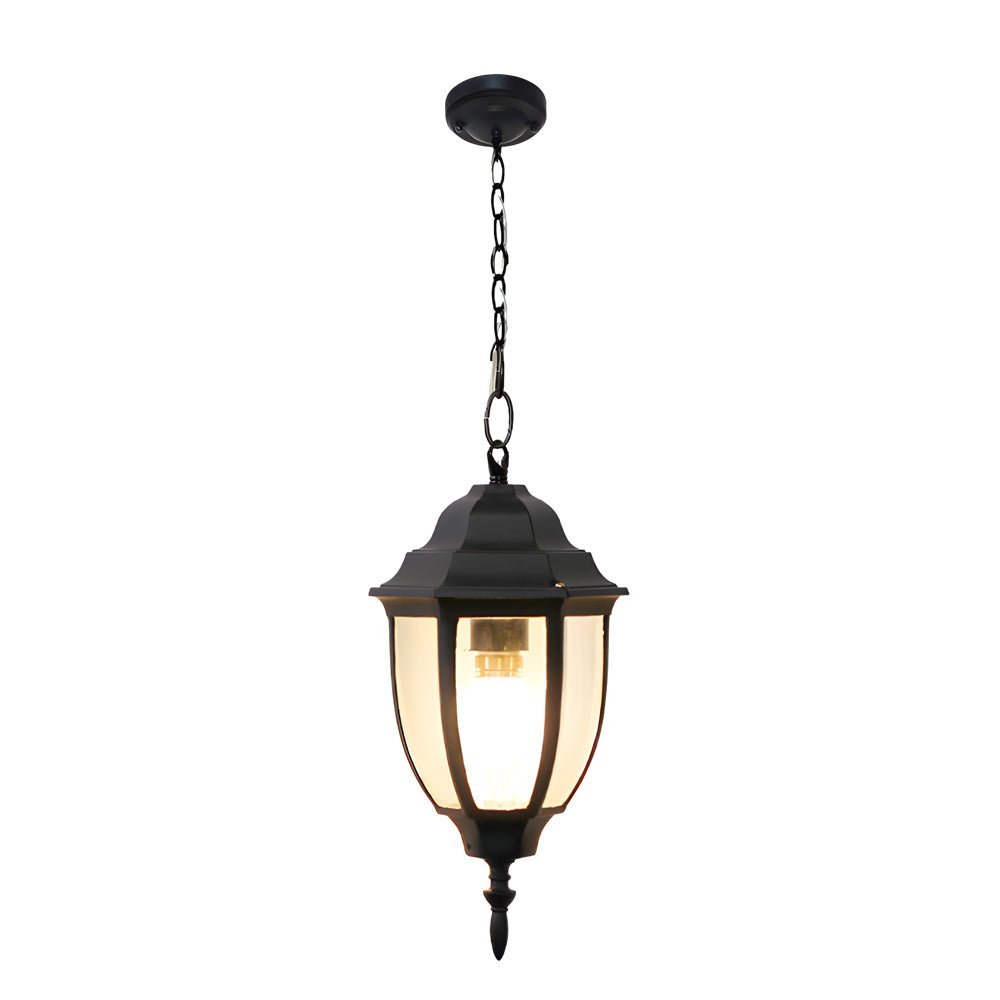 Black Glass Outdoor Chandelier — Aluminium Hardwired European Garden Style