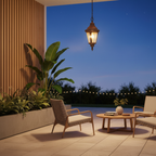 Black Glass Outdoor Pendant Light — Adjustable Ceiling American Classic
