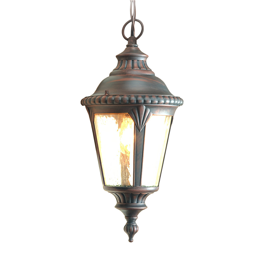 Black Glass Outdoor Pendant Light — Adjustable Ceiling American Classic