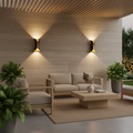 Black Gold Curved LED Outdoor Wall Light — Dual Beam Up Down Aluminium
