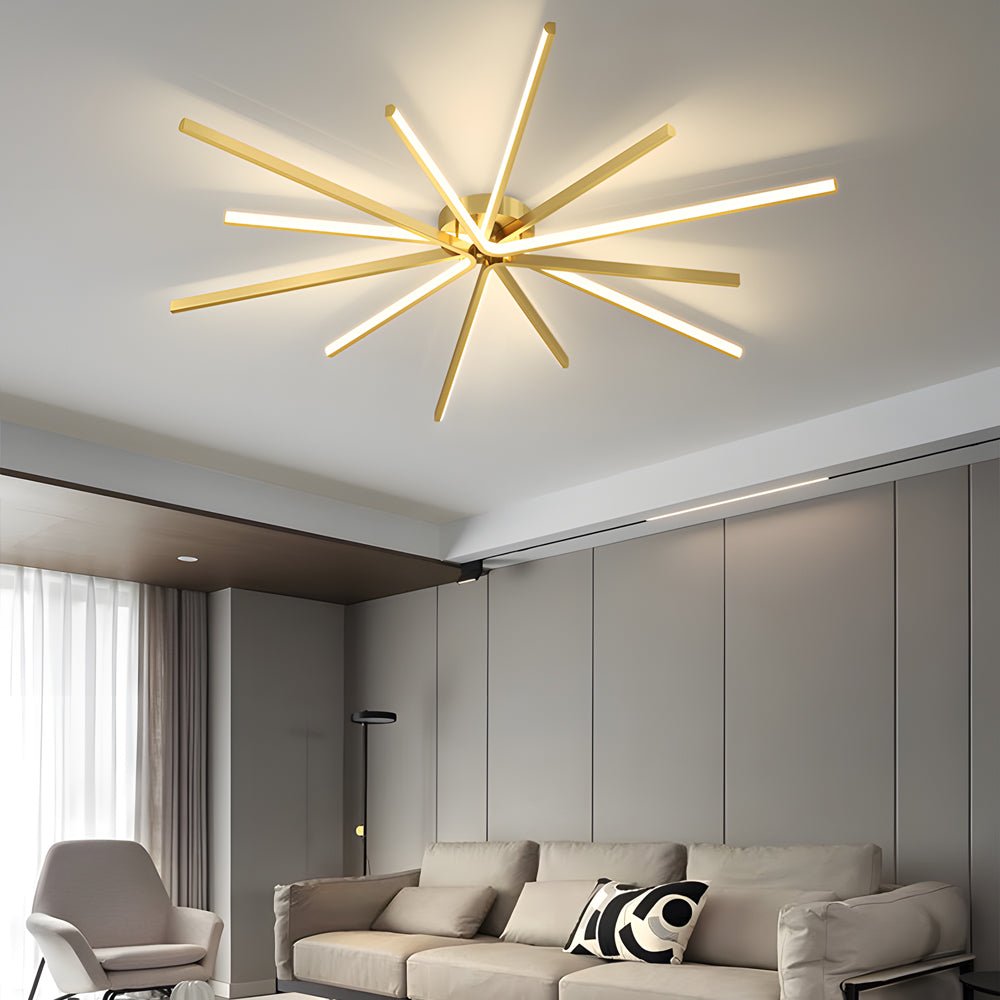 Black Gold Dimmable Copper LED Semi-Flush Mount Ceiling Light — Large