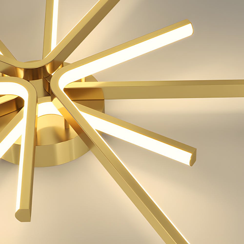 Black Gold Dimmable Copper LED Semi-Flush Mount Ceiling Light — Large