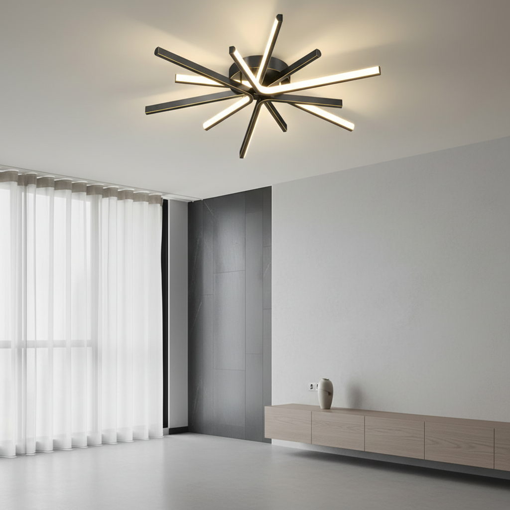 Black Gold Dimmable Copper LED Semi-Flush Mount Ceiling Light — Large
