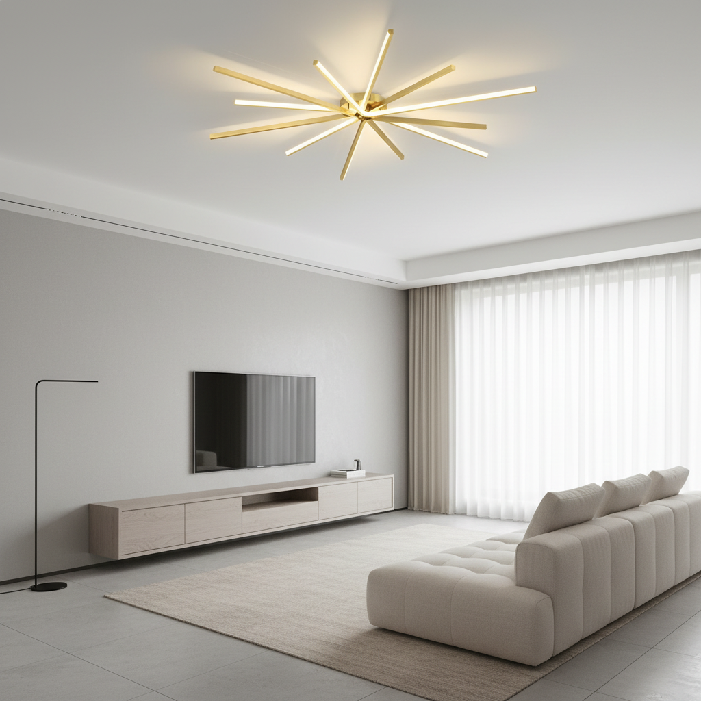 Black Gold Dimmable Copper LED Semi-Flush Mount Ceiling Light — Large