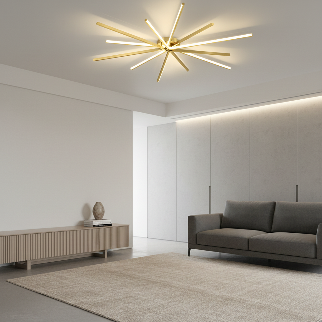 Black Gold Dimmable Copper LED Semi-Flush Mount Ceiling Light — Large