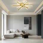 Black Gold Dimmable Copper LED Semi-Flush Mount Ceiling Light — Large