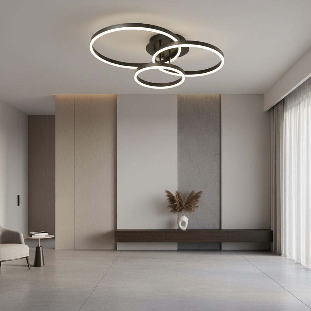 Black Gold Dimmable LED Flush Mount Ceiling Light — Warm White Modern