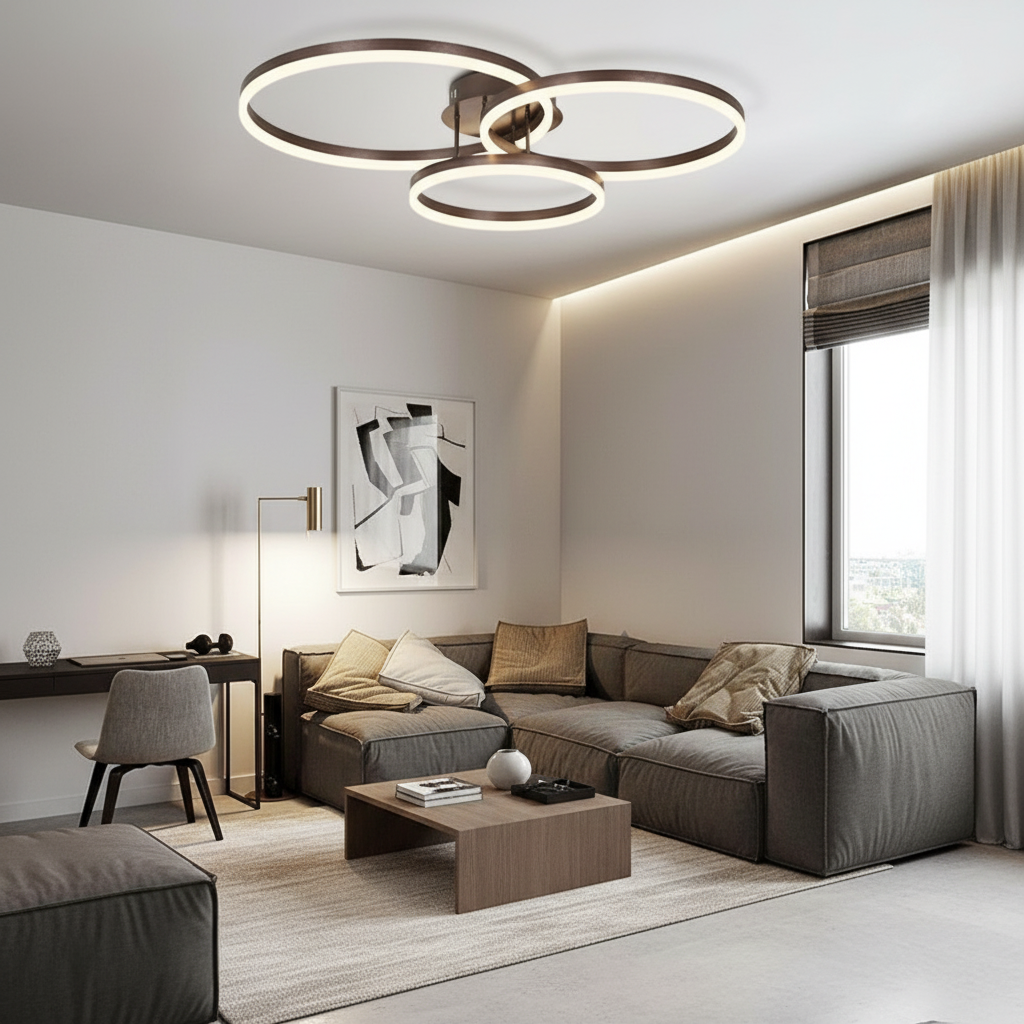 Black Gold Dimmable LED Flush Mount Ceiling Light — Warm White Modern