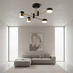 Black Gold Sputnik 4-Light Chandelier — 3-Step Dimmable Acrylic Shade
