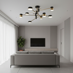 Black Gold Sputnik 4-Light Chandelier — 3-Step Dimmable Acrylic Shade