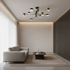 Black Gold Sputnik 4-Light Chandelier — 3-Step Dimmable Acrylic Shade