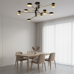 Black Gold Sputnik 4-Light Chandelier — 3-Step Dimmable Acrylic Shade