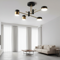 Black Gold Sputnik 4-Light Chandelier — 3-Step Dimmable Acrylic Shade