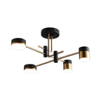 Black Gold Sputnik 4-Light Chandelier — 3-Step Dimmable Acrylic Shade