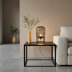 Black Hand-Blown Smoke Gray Glass Shade E27 Floor Lamp — Contemporary