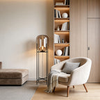 Bubbluxe | Modern Black Floor Lamp with Hand-Blown Glass Shade 2