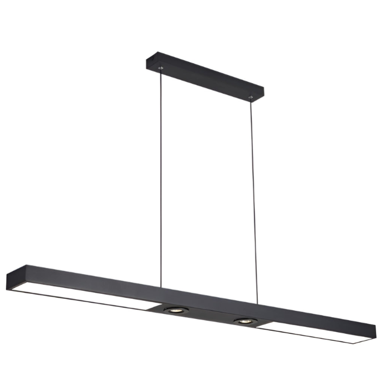 Black Iron 2-Light Linear Adjustable LED Pendant Ceiling Lamp — Kitchen
