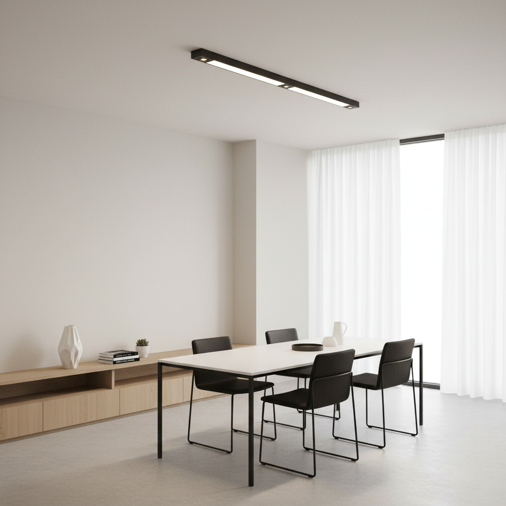 Black Iron 2-Light Linear Adjustable LED Pendant Ceiling Lamp — Kitchen