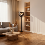 Black Iron American Style E27 Crystal Shade Decorative Floor Lamp