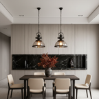 Black Iron Clear Glass Industrial Pendant Light — Cafe Dining Room E27