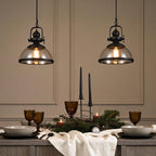 Black Iron Clear Glass Industrial Pendant Light — Cafe Dining Room E27
