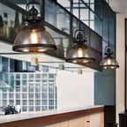 Black Iron Clear Glass Industrial Pendant Light — Cafe Dining Room E27