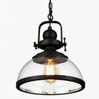 Black Iron Clear Glass Industrial Pendant Light — Cafe Dining Room E27