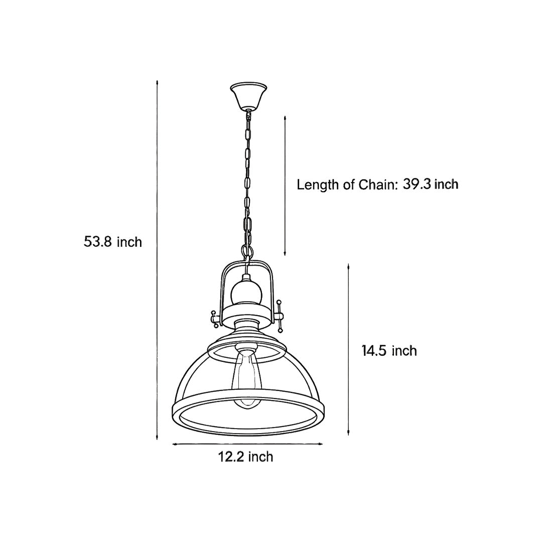 Black Iron Clear Glass Industrial Pendant Light — Cafe Dining Room E27