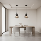 Black Iron Clear Glass Industrial Pendant Light — Cafe Dining Room E27