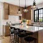Black Iron Clear Glass Industrial Pendant Light — Cafe Dining Room E27