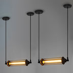 Black Iron Vertical Industrial Kitchen Pendant Light — Ambient Hallway