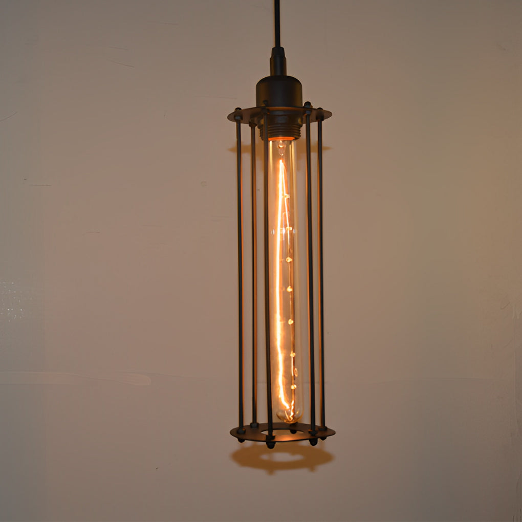 Black Iron Vertical Industrial Kitchen Pendant Light — Ambient Hallway