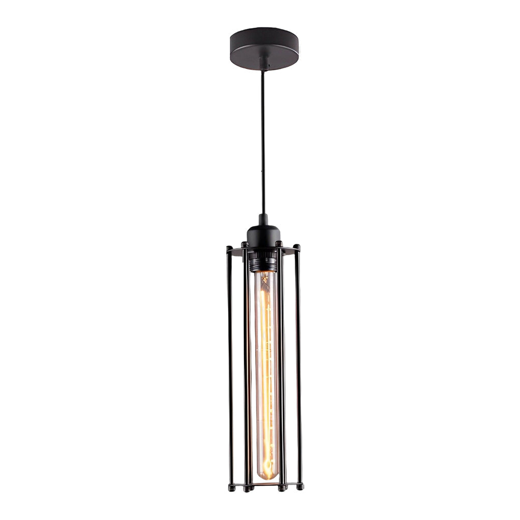 Black Iron Vertical Industrial Kitchen Pendant Light — Ambient Hallway