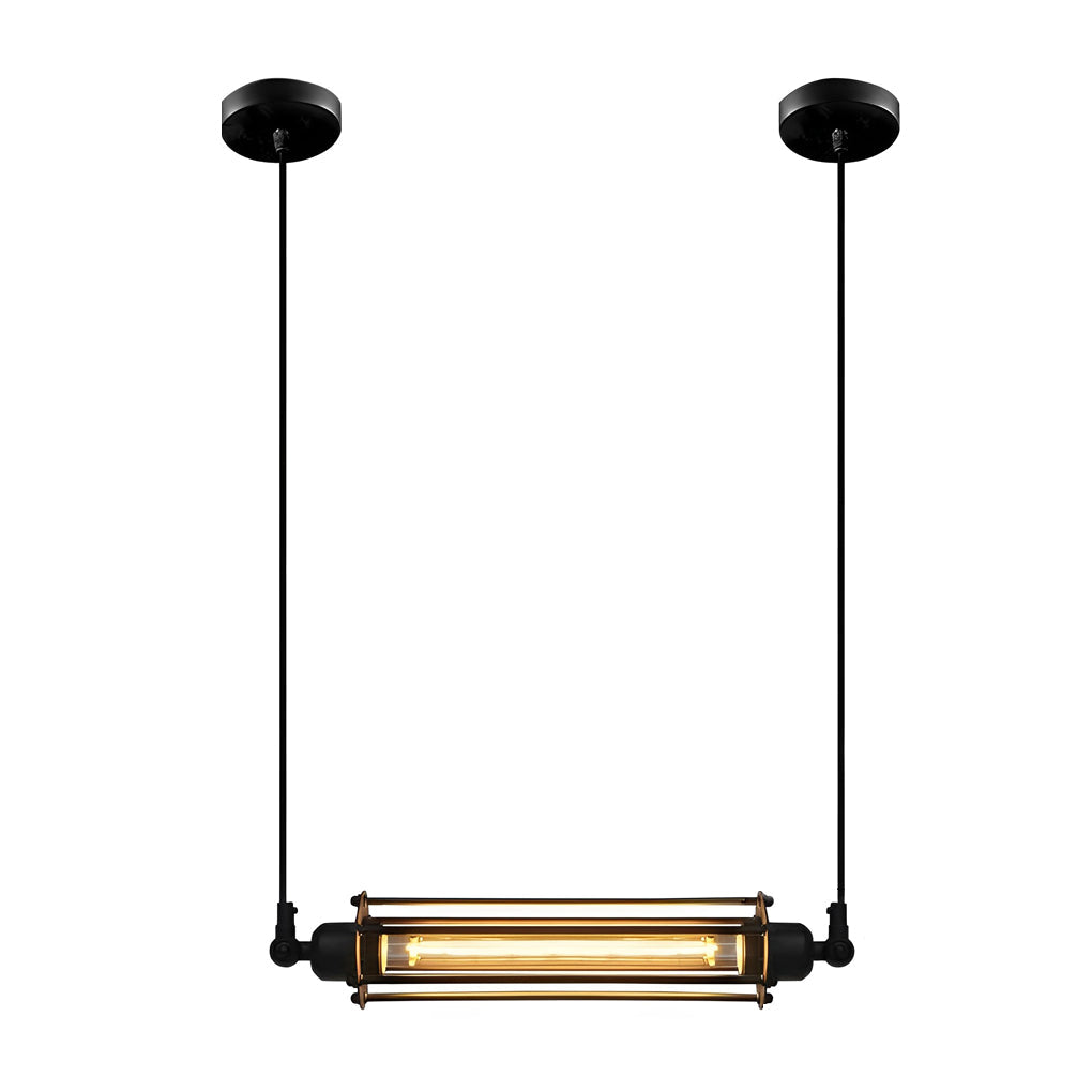 Black Iron Vertical Industrial Kitchen Pendant Light — Ambient Hallway
