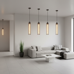 Black Iron Vertical Industrial Kitchen Pendant Light — Ambient Hallway