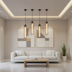 Black Iron Vertical Industrial Kitchen Pendant Light — Ambient Hallway