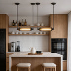 Black Iron Vertical Industrial Kitchen Pendant Light — Ambient Hallway