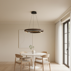 Black LED Pendant Chandelier — Dimmable Adjustable Height Contemporary
