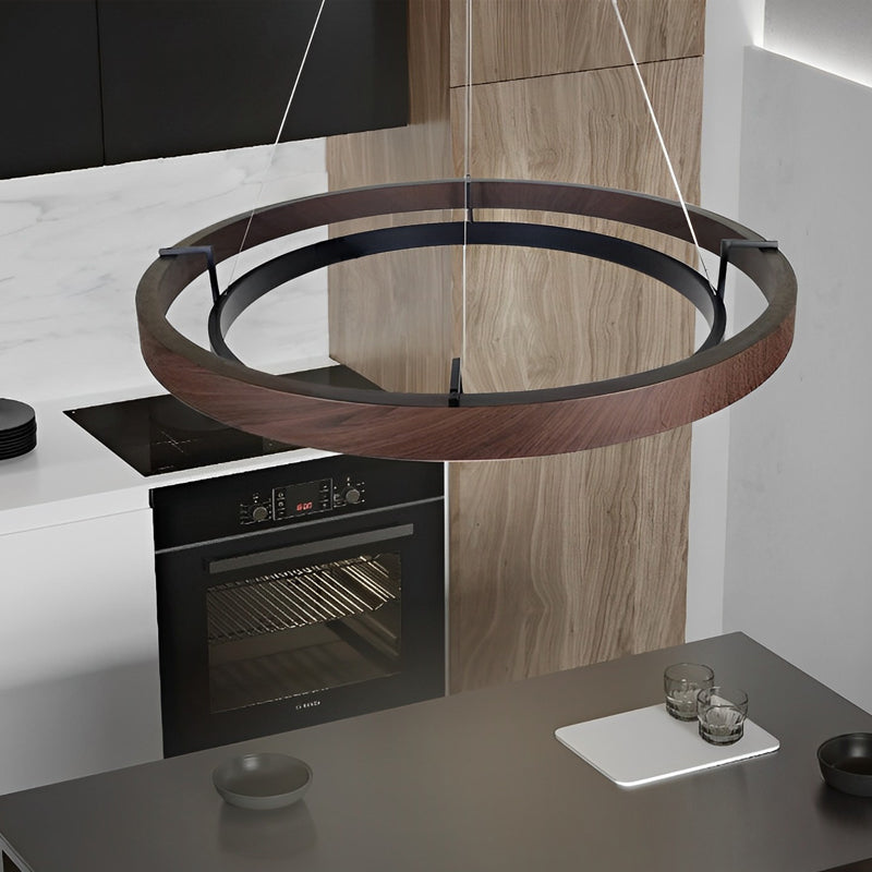 Black LED Pendant Chandelier — Dimmable Adjustable Height Contemporary
