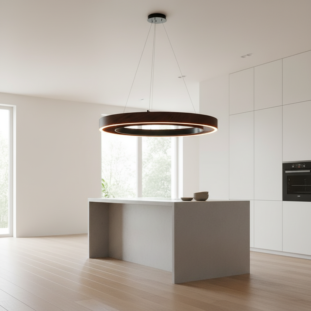 Black LED Pendant Chandelier — Dimmable Adjustable Height Contemporary