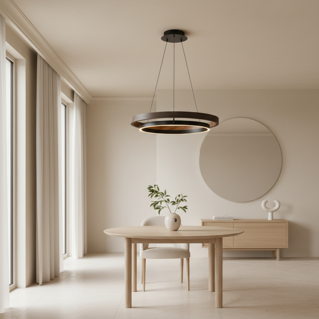Black LED Pendant Chandelier — Dimmable Adjustable Height Contemporary