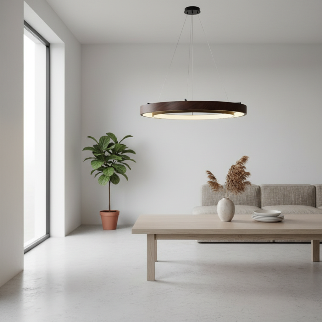 Black LED Pendant Chandelier — Dimmable Adjustable Height Contemporary