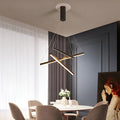 Black Linear Criss 3-Light LED Chandelier — Adjustable Brightness White