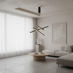 Black Linear Criss 3-Light LED Chandelier — Adjustable Brightness White