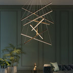 Black Linear Criss 3-Light LED Chandelier — Adjustable Brightness White